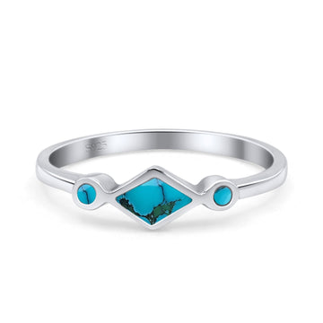 Square Vintage Style Petite Dainty Statement Fashion Thumb Ring Simulated Turquoise 925 Sterling Silver